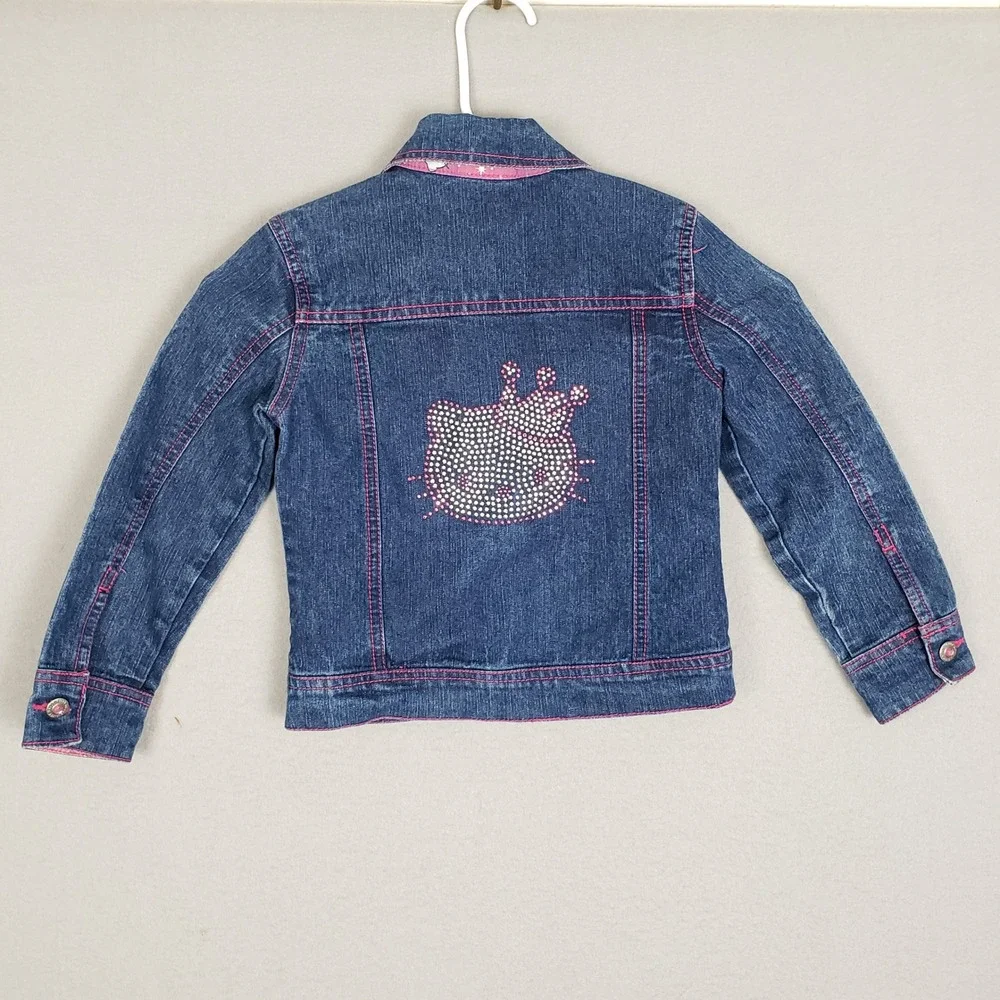 Sanrio Hello Kitty‎ Kids Size 5 Bedazzled Jean Jacket Retro Anime Gamer Girl